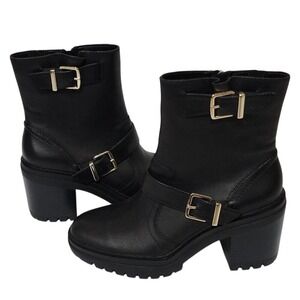 KENNETH Cole Rhode Buckled Short Leather moto Boot with Polar Grip size 10 new!!